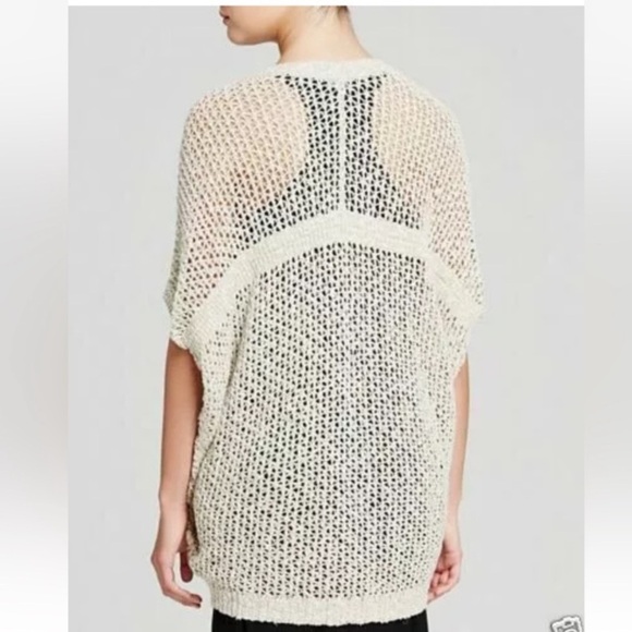 Eileen Fisher Malibu Linen Cotton Crochet Short Sleeve Shawl Cardigan Medium - Picture 9 of 9